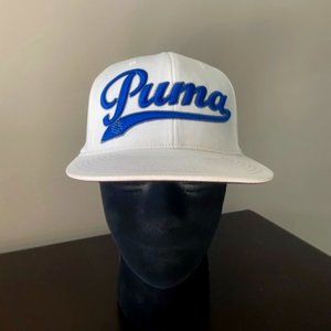 MENS PUMA GOLF VINTAGE WHITE BLUE 110 flexfit tech